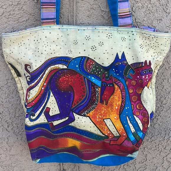 Lauren Burch Large Tote Beach Bag Colorful  Horses - Picture 3 of 6